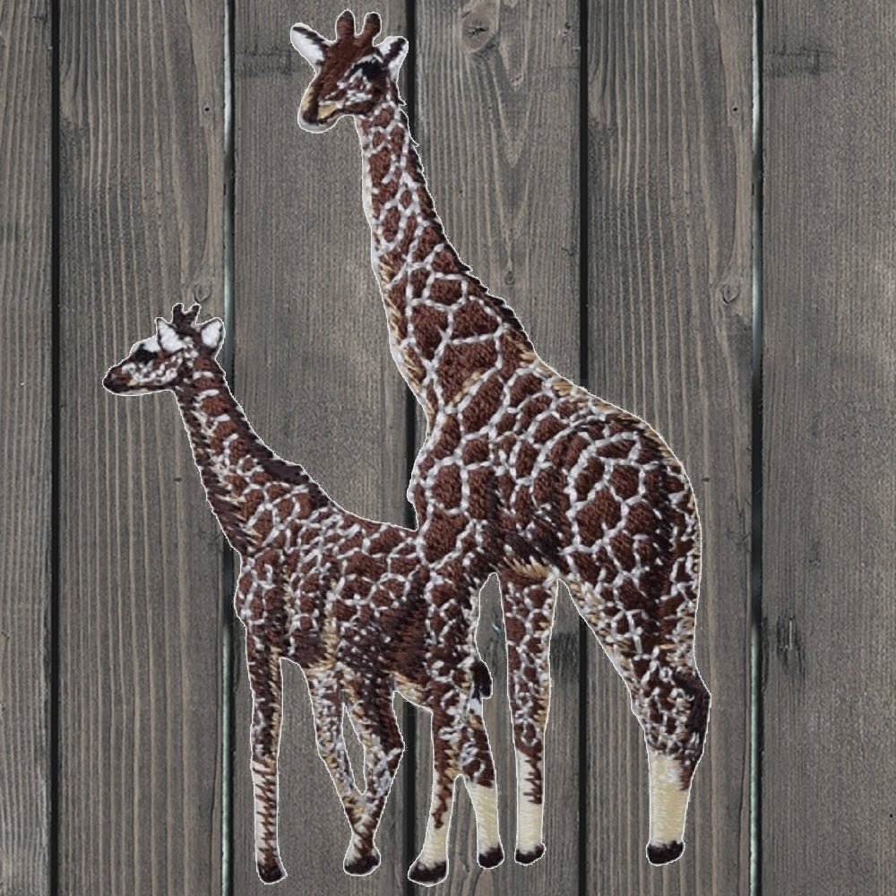 embroidered iron on sew on patch two giraffe