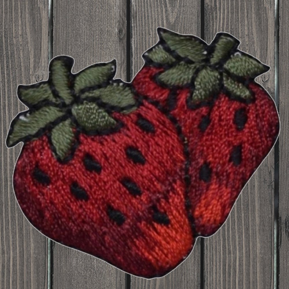 embroidered iron on sew on patch two strawberry