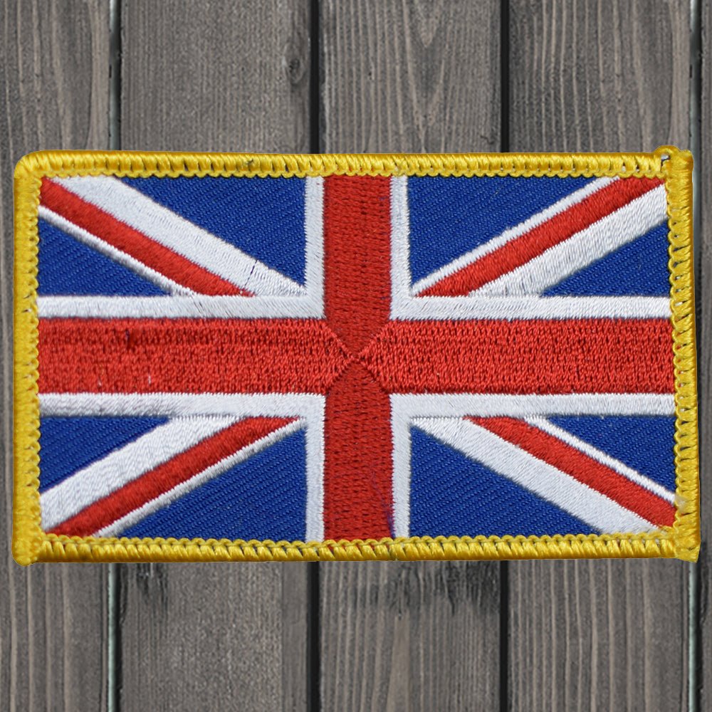 embroidered iron on sew on patch uk flag gold