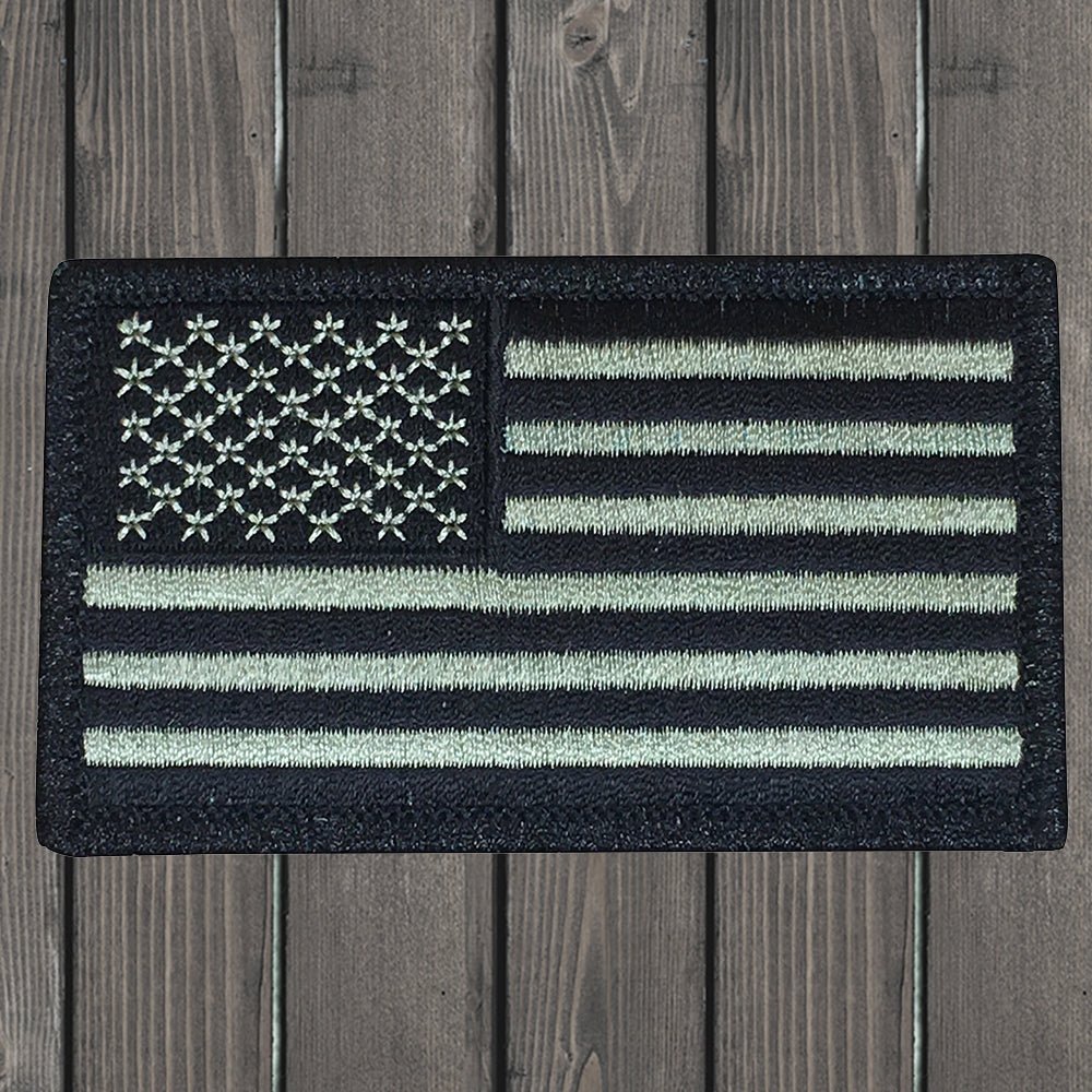 embroidered iron on sew on patch us flag green