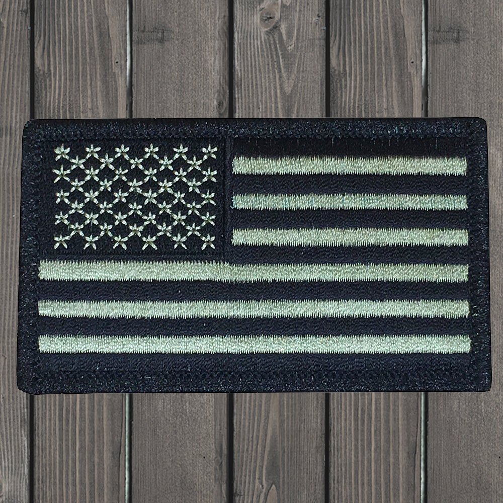 embroidered iron on sew on patch usa flag olive drab