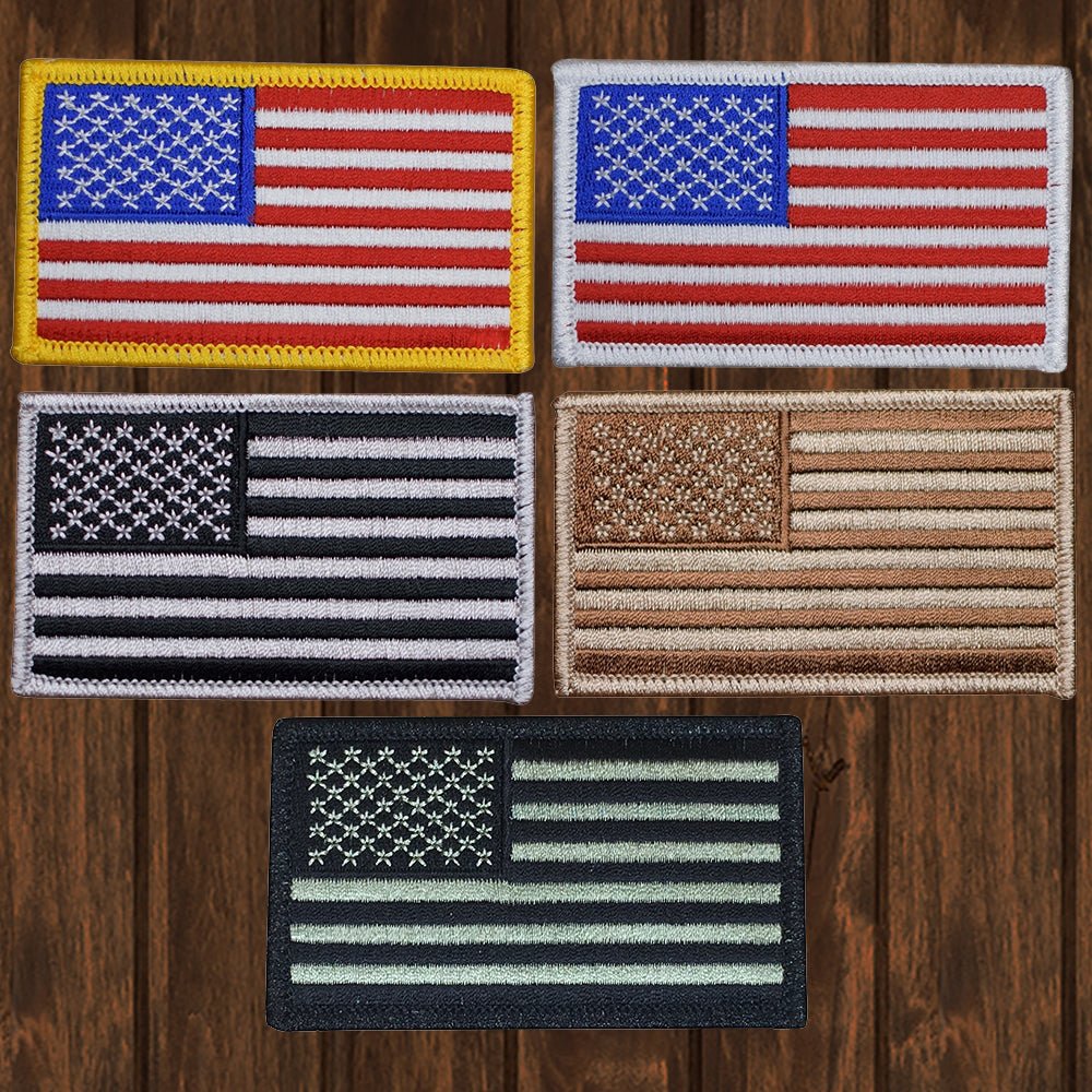 embroidered iron on sew on patch usa flag set