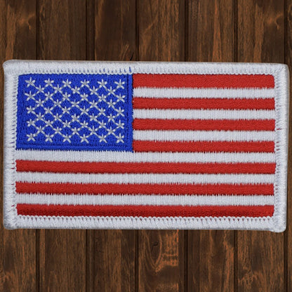 embroidered iron on sew on patch usa flag white 2