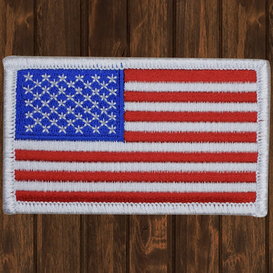 embroidered iron on sew on patch usa flag white