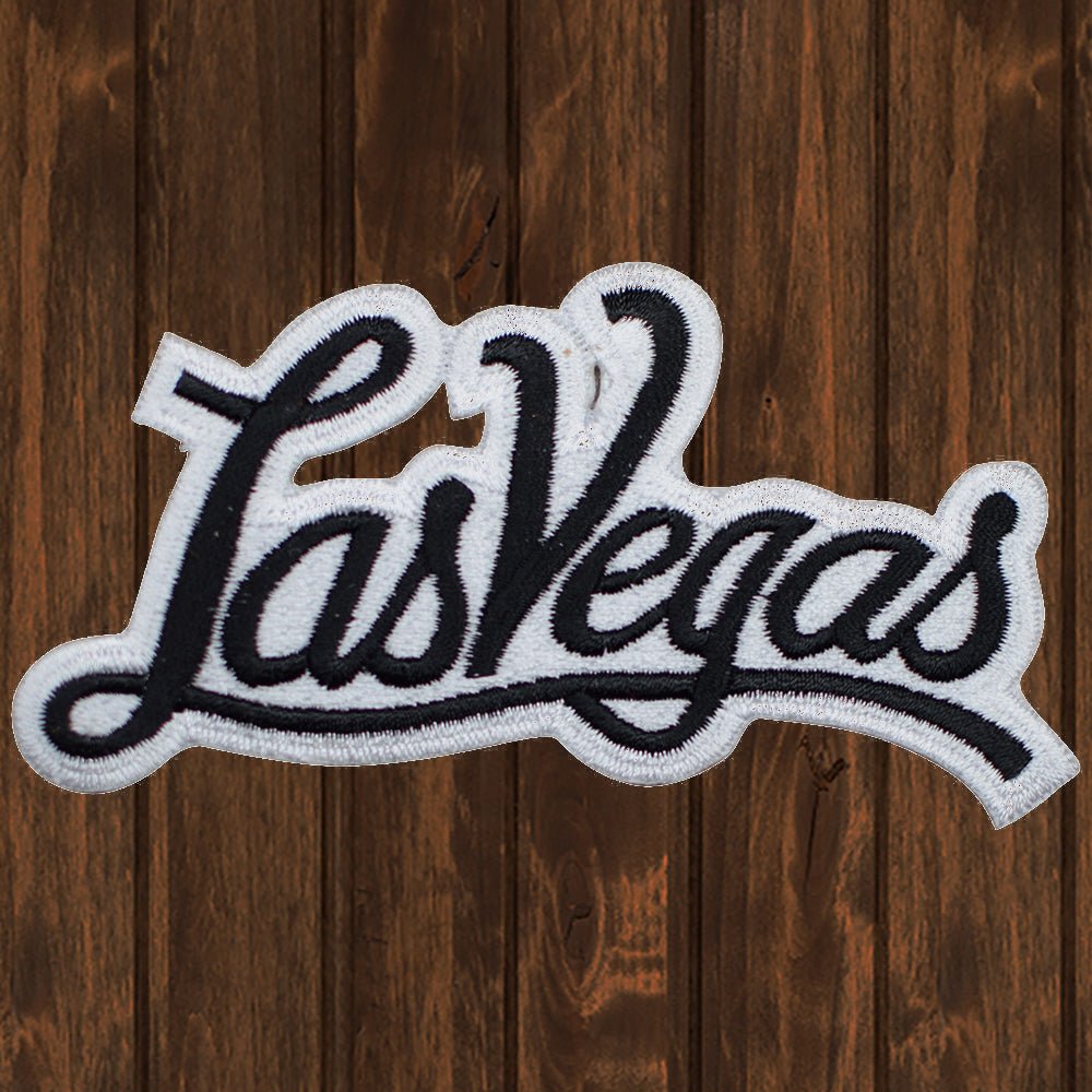 embroidered iron on sew on patch vegas black