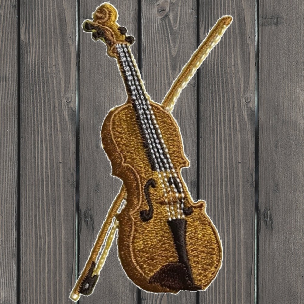 embroidered iron on sew on patch violin White