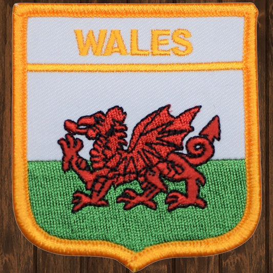 embroidered iron on sew on patch wales shield