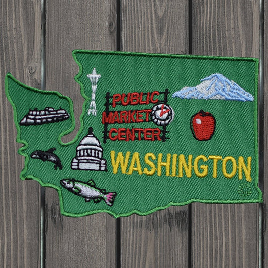 embroidered iron on sew on patch washington map