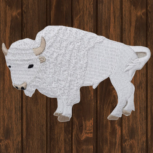 embroidered iron on sew on patch white buffalo American bison