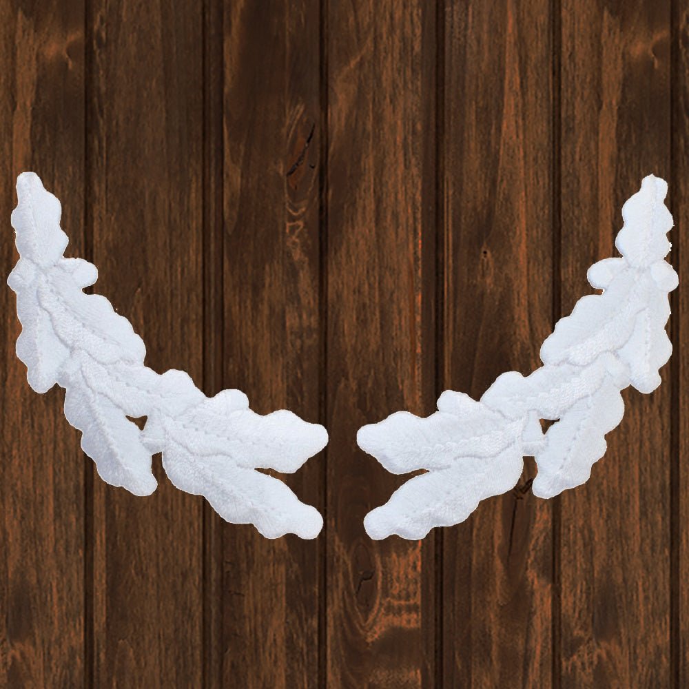 embroidered iron on sew on patch white wings garland