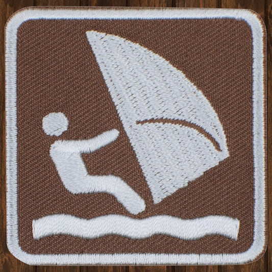 embroidered iron on sew on patch wind surfing sign