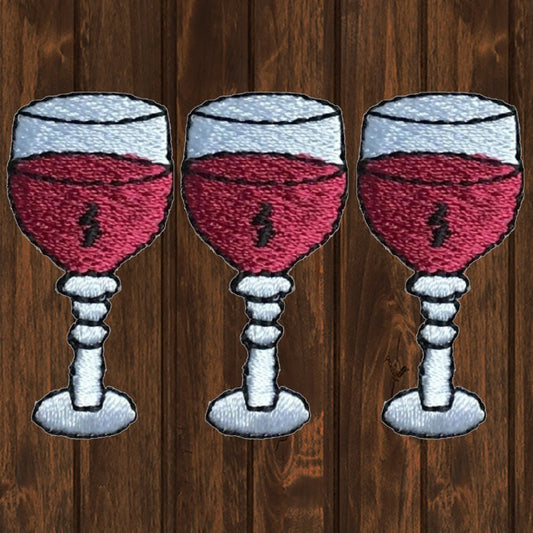 embroidered iron on sew on patch wine glass large