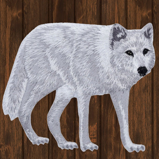 embroidered iron on sew on patch wolf artic wolf