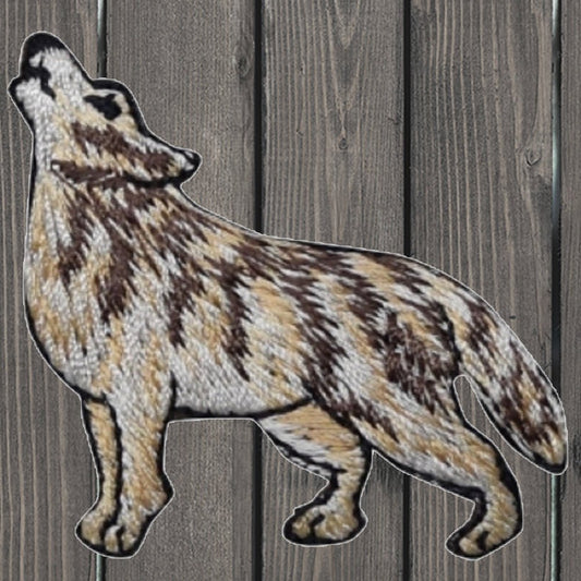 embroidered iron on sew on patch wolf howling left