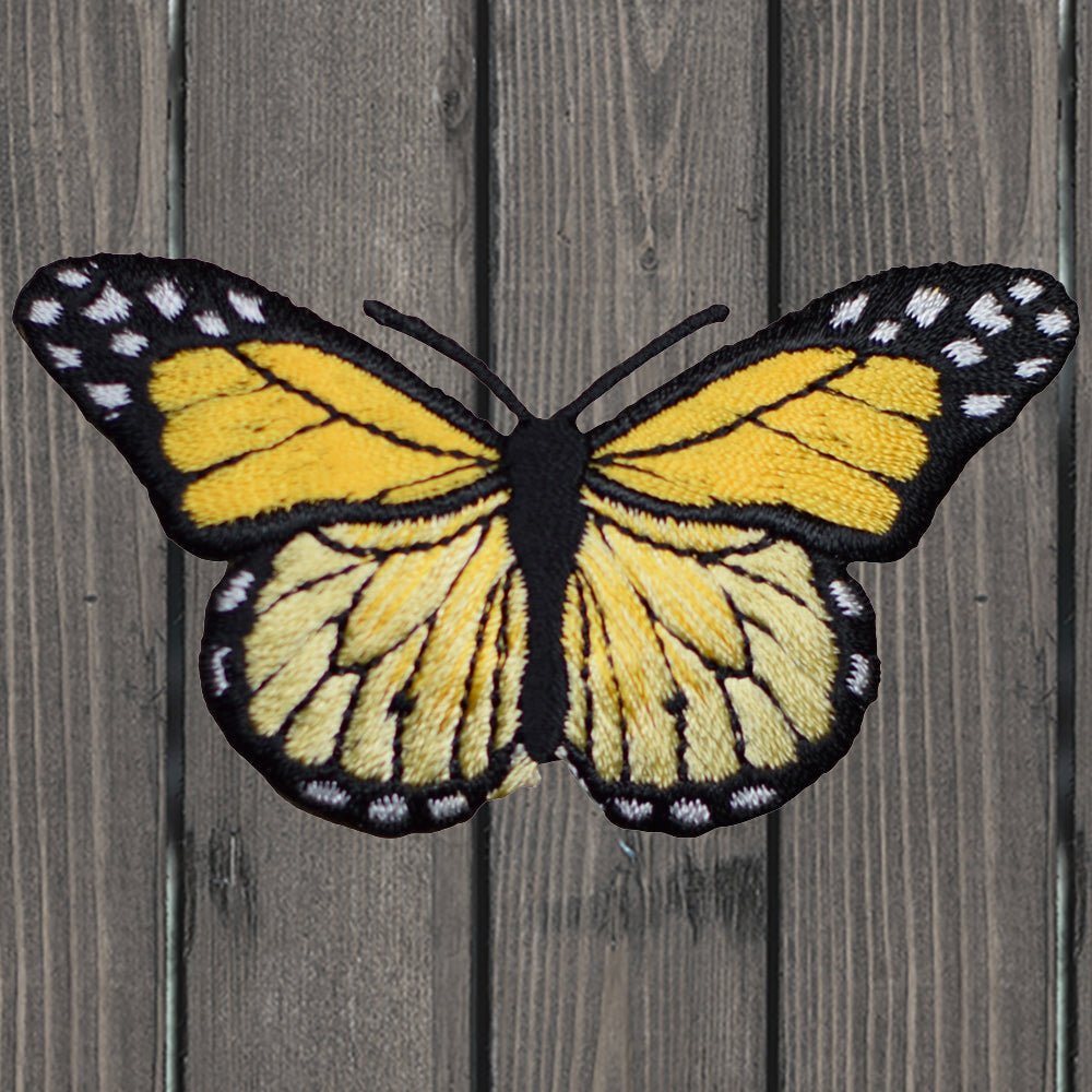 embroidered iron on sew on patch yellow butterfly