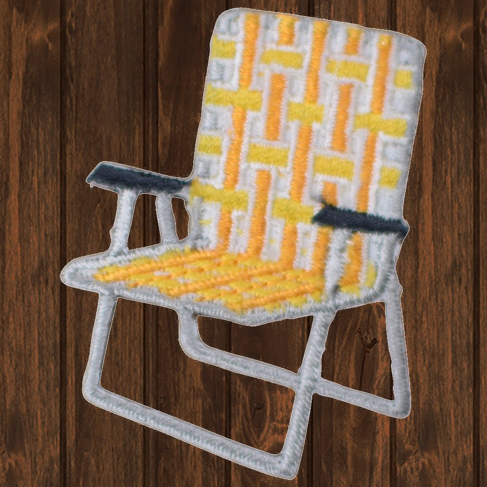 embroidered iron on sew on patch yellow lawn chair 2