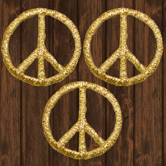 embroidered iron on sew on patch yellow peace 3 pack