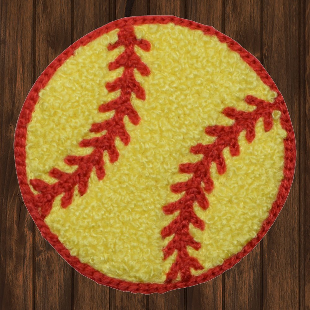 embroidered iron on sew on patch yellow red baseball