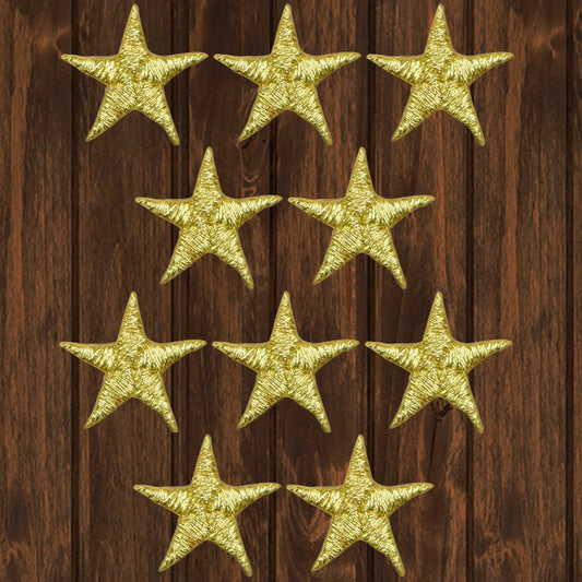 embroidered iron on sew on patch Gold stars 10 pack