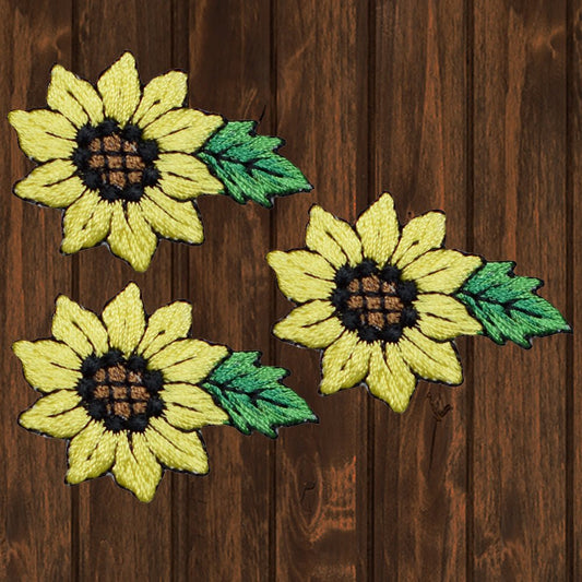 embroidered iron on sew on patch yellow sunflowers