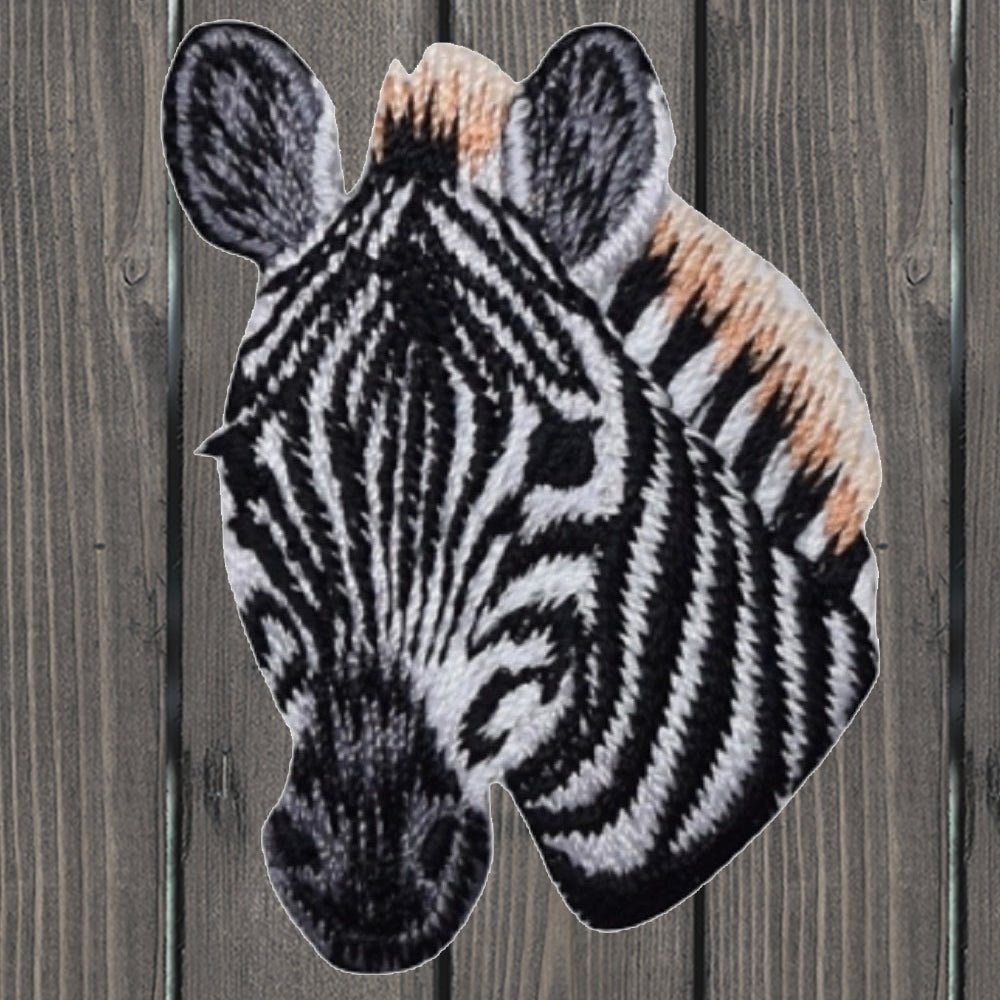 embroidered iron on sew on patch zebra head 2