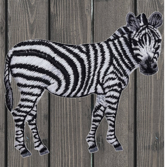 embroidered iron on sew on patch zebra standing