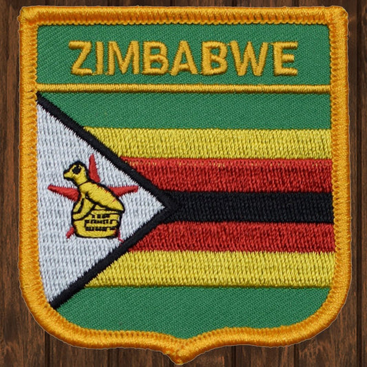 embroidered iron on sew on patch zimbabwe shield