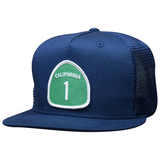 Navy California Highway One Trucker Cap - CA 1 Blue Snapback Hat